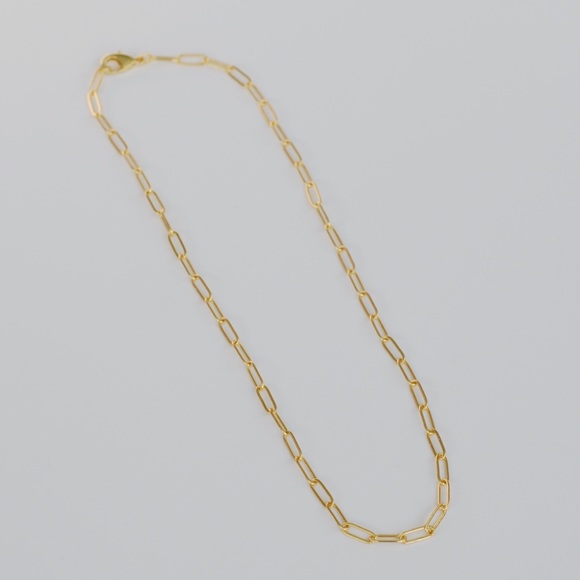18K Gold Plated Paper Clip Chain Necklace Choker - Picture 5 of 9